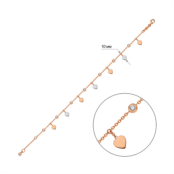 Золотой браслет Сердца с фианитами (арт. 3261347р) – изображение 4