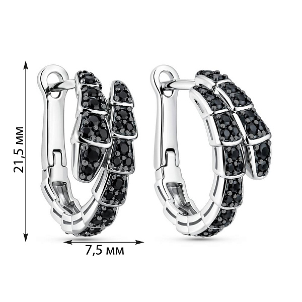 Серебряные серьги с черными фианитами (арт. 7502/4700ч) – изображение 2