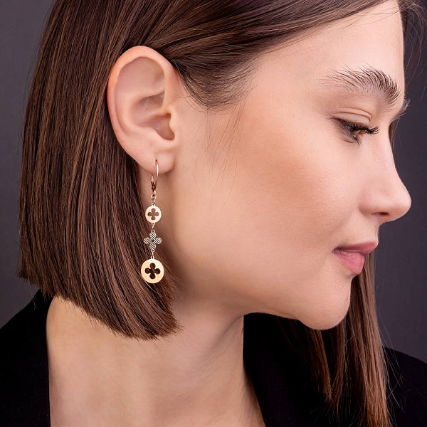 Золотые серьги с подвесками (арт. 1091265) – изображение 2