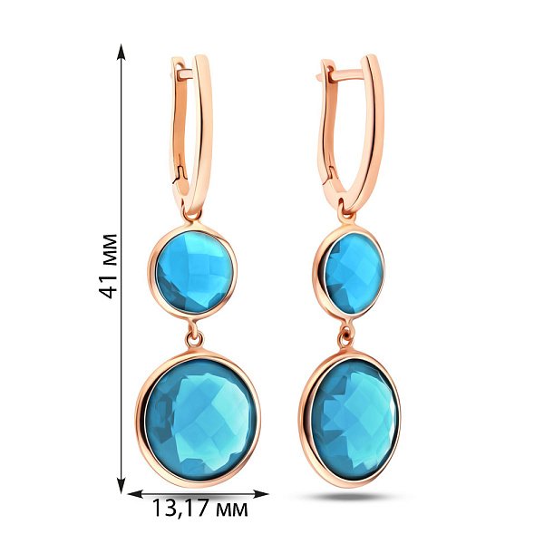 Золотые серьги с подвесками из кварца (арт. 106460Пкг) – изображение 4