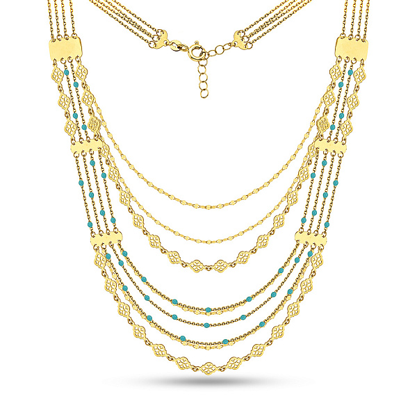 Многослойное колье Francelli из желтого золота с эмалью (арт. 352853жег) – изображение 1