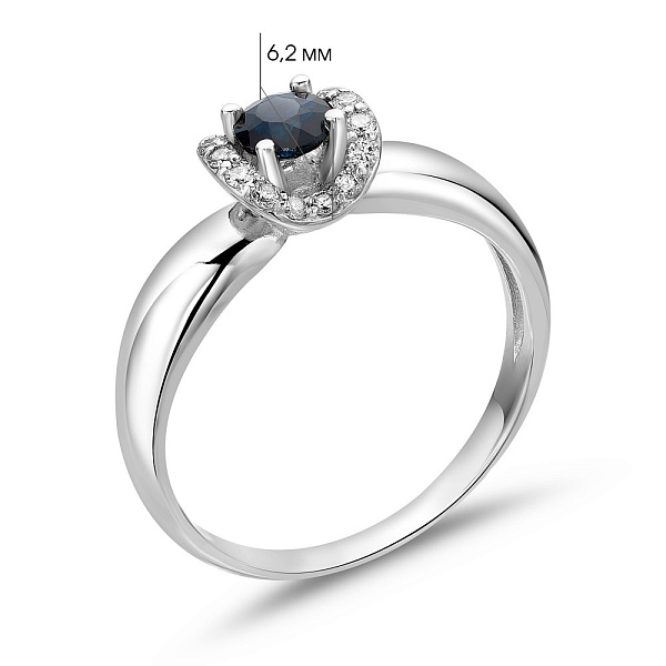 Золота каблучка з сапфіром та діамантами (арт. 1191986202с) – зображення 2