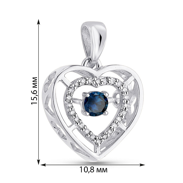 Підвіс з білого золота з сапфіром і діамантами (арт. 3109502202с) – зображення 2