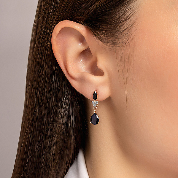 Серьги из красного золота с сапфиром и бриллиантами  (арт. С011187с) – изображение 2