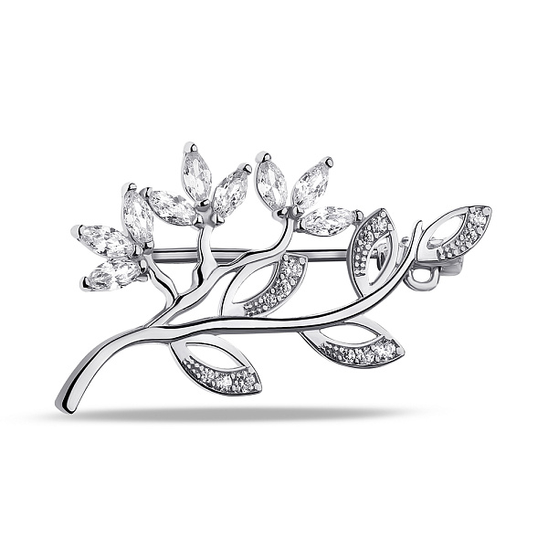 Серебряная брошь с фианитами (арт. 7505/660бп) – изображение 1