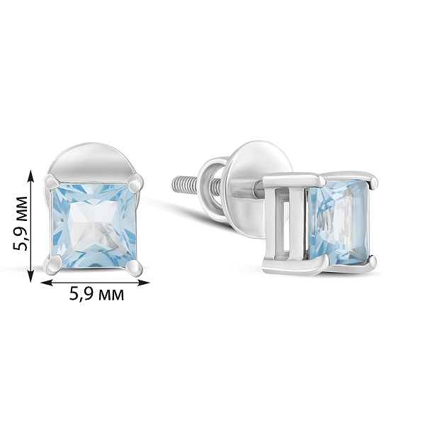 Серебряные пусеты с топазом (арт. 7518/2194422Птг) – изображение 2