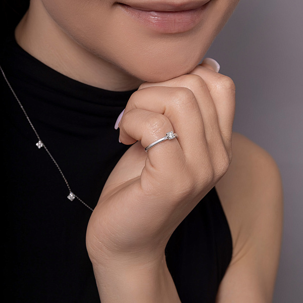 Золотое кольцо с бриллиантом (арт. К011736005б) – изображение 2