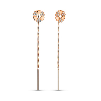 Фото Золоті сережки-протяжки з фіанітами (арт. 109940)