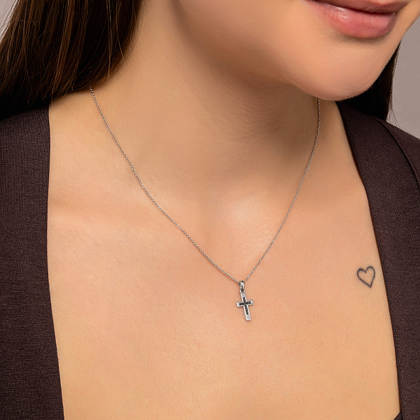 Золотий хрестик з чорними діамантами (арт. П011082005бч) – зображення 2