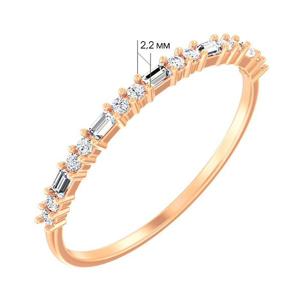 Тонкое кольцо из красного золота с бриллиантами (арт. К011375020) – изображение 4