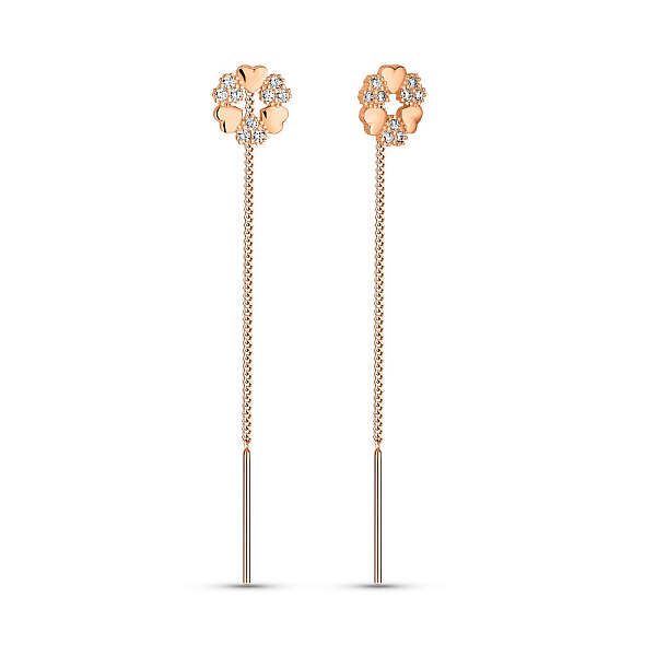 Золотые серьги-протяжки с фианитами (арт. 109940) – изображение 1