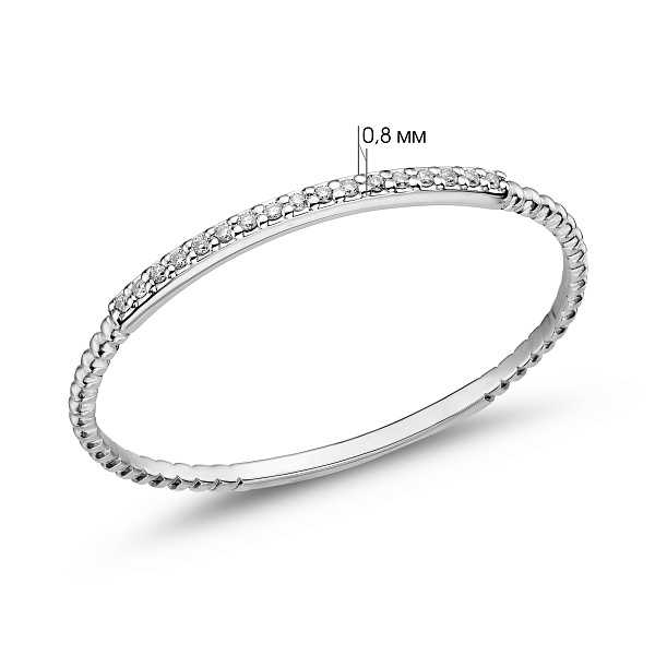 Тонка каблучка з білого золота з доріжкою з діамантів (арт. К011354б) – зображення 3