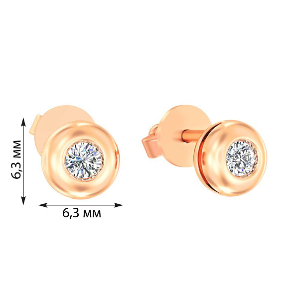 Сережки-пусети з червоного золота з діамантами (арт. Т011225020) – зображення 5