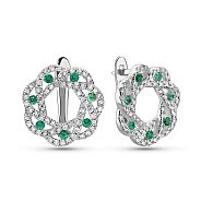 Фото Золотые серьги с изумрудами и бриллиантами (арт. 2190380202и)