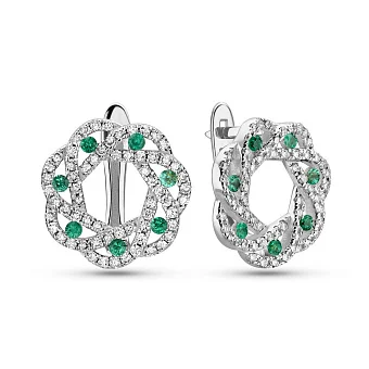 Золотые серьги с изумрудами и бриллиантами (арт. 2190380202и)