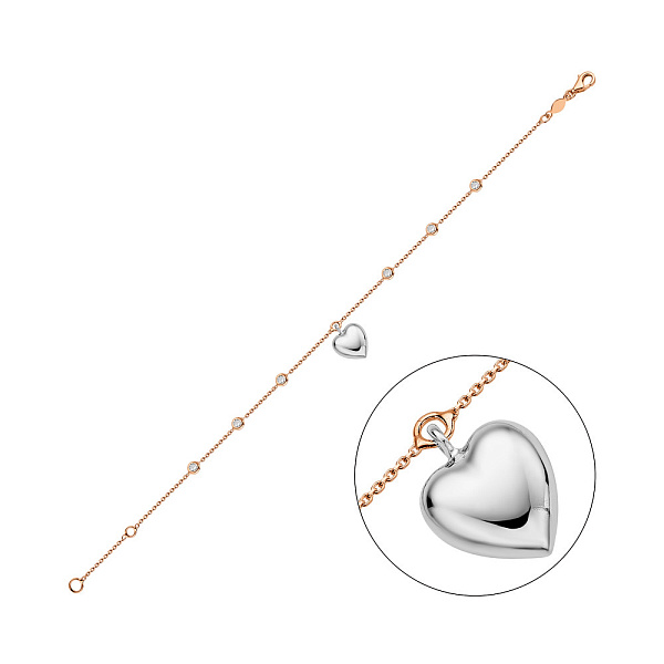 Браслет из красного и белого золота с фианитами (арт. 326730кбП1) – изображение 1