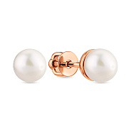 Фото Пусети з червоного золота з перлами (арт. 110901)