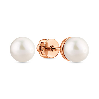 Фото Пусети з червоного золота з перлами (арт. 110901)