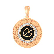 Золотой подвес "Стрелец" с фианитами и эмалью  (арт. 440681ечст)