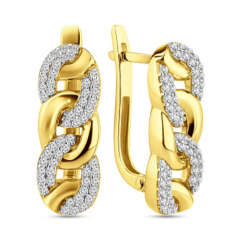 Золотые серьги Звенья с фианитами (арт. 110289ж)