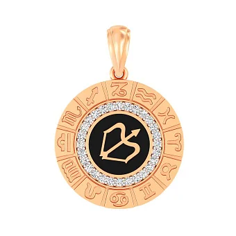 Золотий підвіс "Стрілець" з фіанітами і емаллю  (арт. 440681ечст)