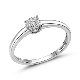 Золотое кольцо в белом цвете металла с бриллиантами (арт. К011120005б)