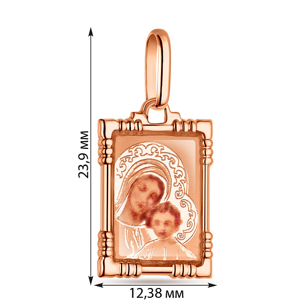 Ладанка з червоного золота Божа Матір з немовлям (арт. 401000) – зображення 2