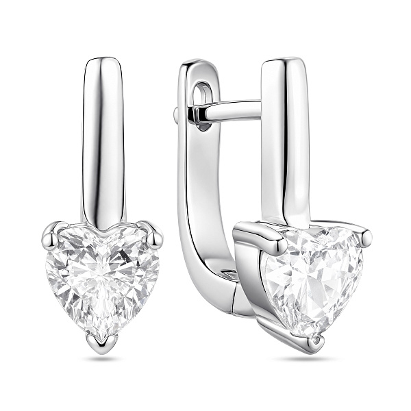 Серебряные серьги сердце с фианитом (арт. 7502/10518) – изображение 1