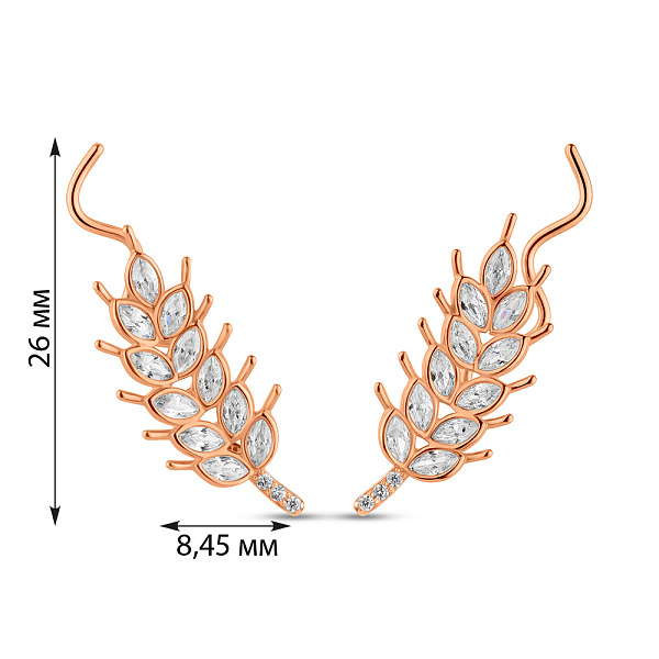 Золотые серьги клаймберы Колосок (арт. 111224) – изображение 4