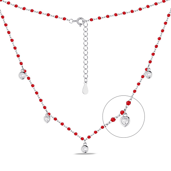Срібне кольє з емаллю і фіанітами (арт. 7507/1886ек) – зображення 1
