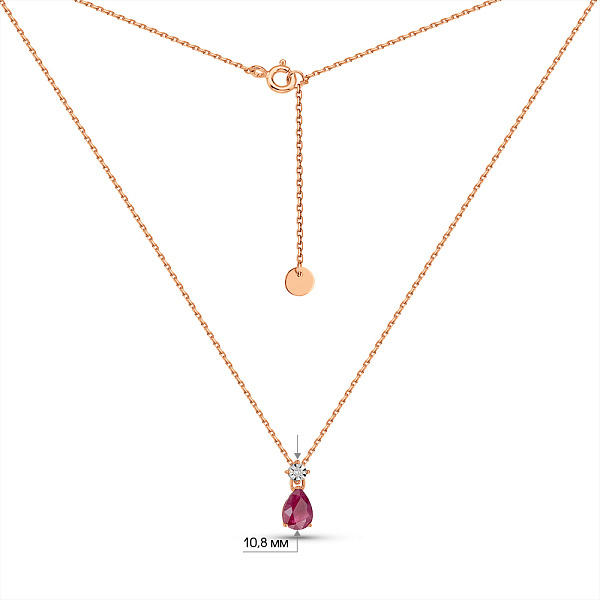 Золотое колье с рубином и бриллиантом (арт. Ц011753р) – изображение 3