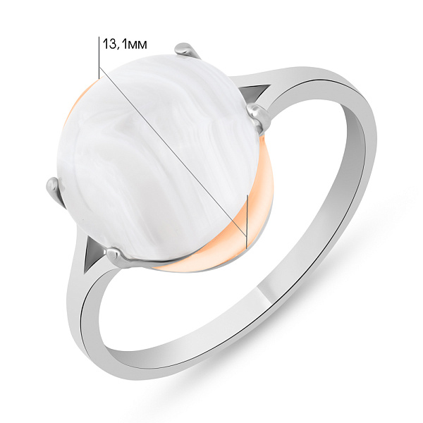 Срібна каблучка з агатом і золотою накладкою (арт. 7201/242Асркп) – зображення 2