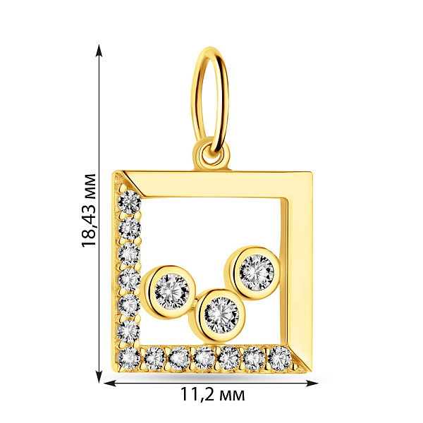 Подвес квадратной формы из желтого золота (арт. 424461ж) – изображение 2