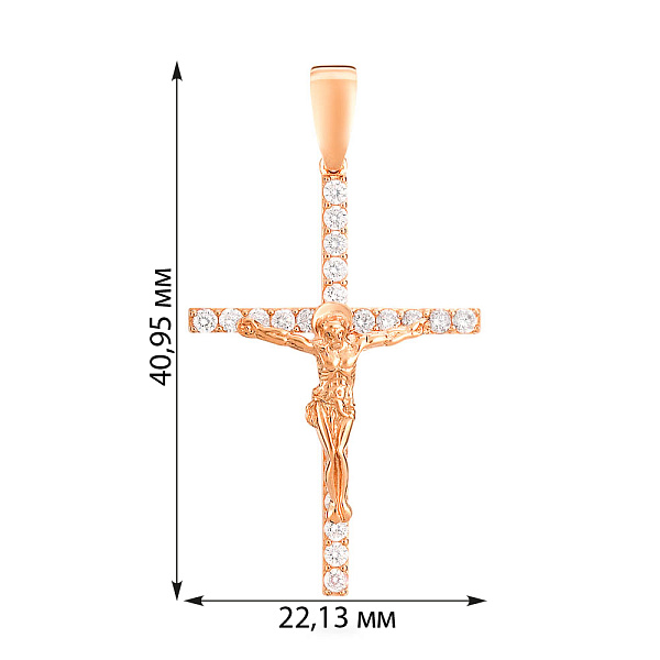 Золотой нательный крестик с распятием и фианитами (арт. 501387) – изображение 2