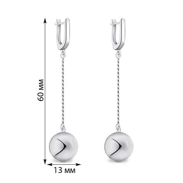 Сережки-подвески «Шарики» из серебра (арт. 7502/4179/3) – изображение 2