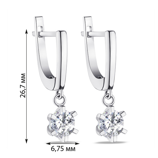 Сережки-подвески из серебра с фианитами (арт. 7502/4149) – изображение 2