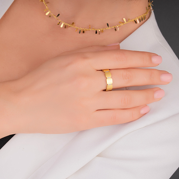 Кольцо из желтого золота с фианитами (арт. 156060жм) – изображение 3