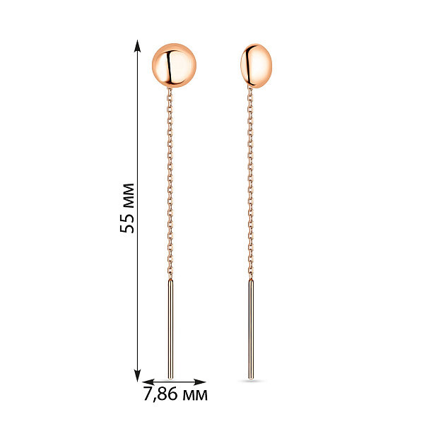 Золотые серьги-протяжки «Кружочки» (арт. 108010) – изображение 3