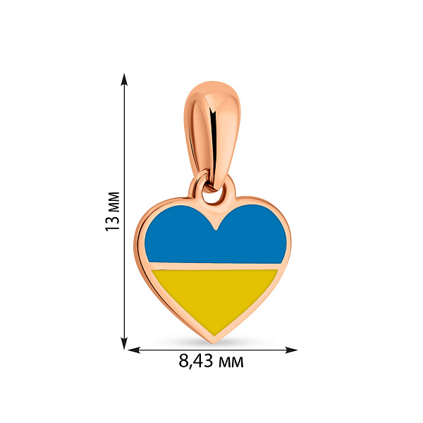 Золотий підвіс "Серце" з блакитною і жовтою емаллю (арт. 440740есж) – зображення 5