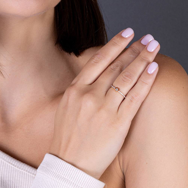 Золотое кольцо Сердце с фианитом (арт. 140017) – изображение 2