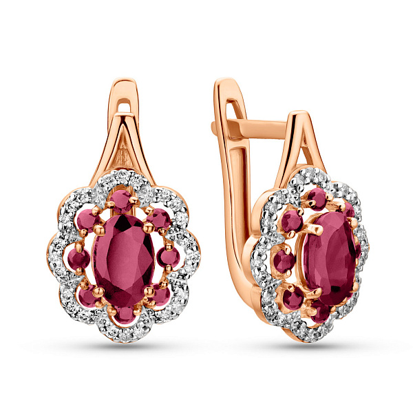 Сережки золоті з рубіном і діамантами (арт. С011088р) – зображення 1