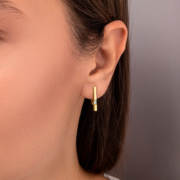 Серьги с фианитами из желтого золота (арт. 111074ж) – изображение 2