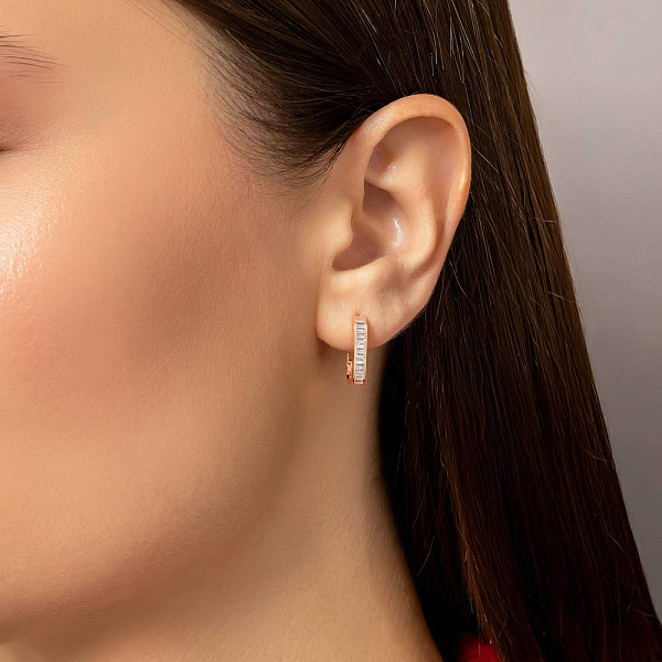 Золоті сережки з доріжкою з фіанітів (арт. 1101043) – зображення 3