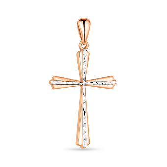 Крестик из красного золота с алмазной гранью (арт. 440753)