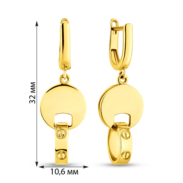 Золотые серьги с подвесками (арт. 106109ж) – изображение 2