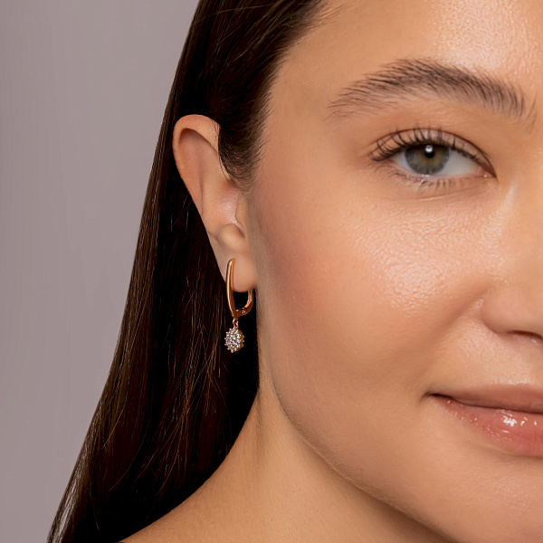 Золотые серьги с бриллиантами (арт. 2112592201) – изображение 3