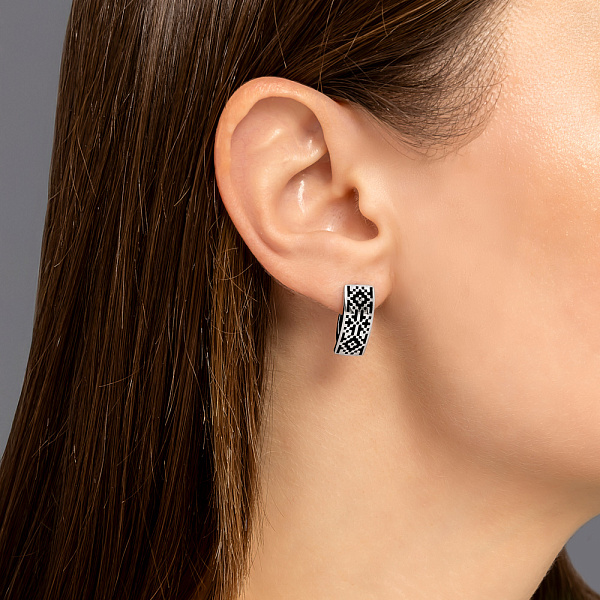 Серебряные серьги Орнамент с эмалью (арт. 7502/240ечсю) – изображение 2