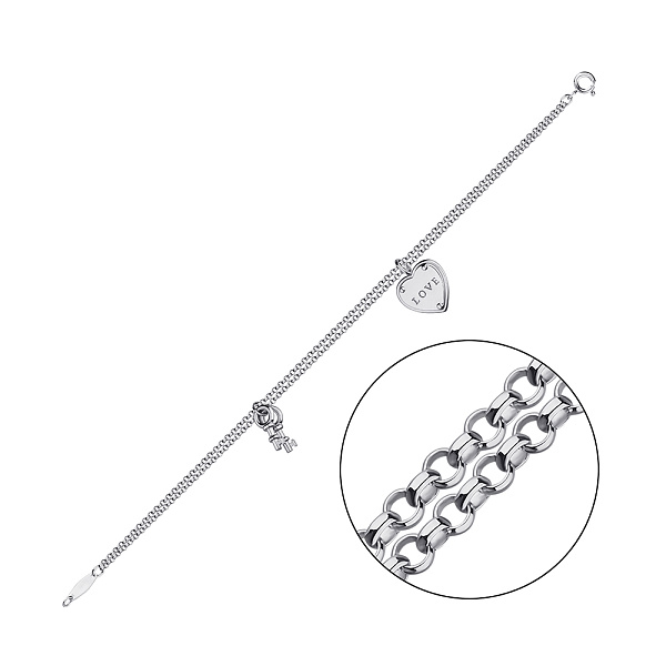 Двойной серебряный браслет (арт. 7509/3853) – изображение 1