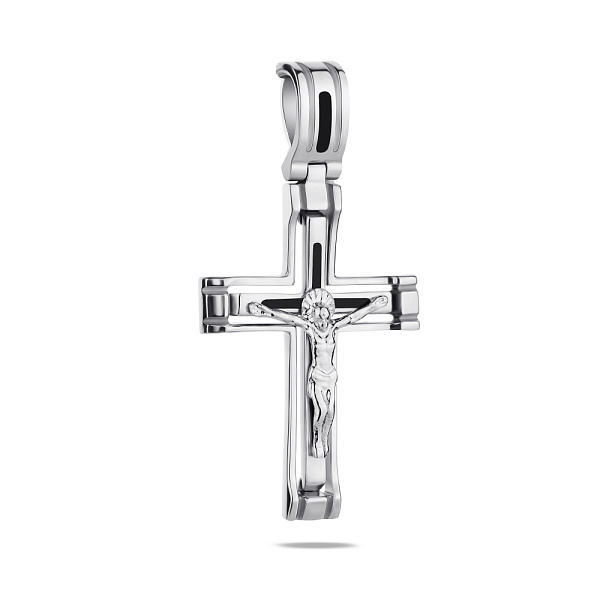 Крестик из серебра с распятием и эмалью (арт. 7504/2-1176.0.2) – изображение 1
