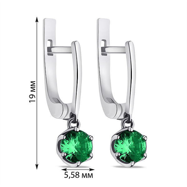 Срібні сережки зі смарагдом (арт. 7502/614Измсп) – зображення 2